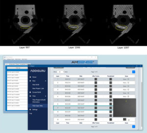 (1) Evolution of a delamination failure observed using AMSENSE thermal tomography sensor, (2) Integration of Addiguru AI-powered analysis software running in the AMSENSE software architecture.